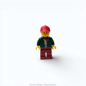Figurka LEGO cty1099 Safari Tourist - Female, Dark Green Jacket, Dark Red Legs, Red Ball Cap with Reddish Brown Ponytail [Town : City : Recreation] | minifigurka ludzik