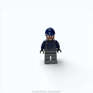 Figurka LEGO jw061 ACU Guard - Male, Dark Blue Cap, Light Nougat Head, Beard [Jurassic World] | minifigurka ludzik