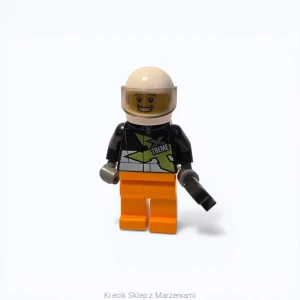Figurka LEGO cty0698 Xtreme Stunt Truck Driver, Male, Black Racing Jacket, Orange Legs, White Standard Helmet [Town : City : Race] | minifigurka ludzik