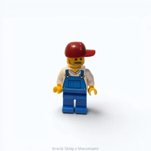 Figurka LEGO cty1006 Gardener - Male, Blue Overalls over V-Neck Shirt, Blue Legs, Dark Red Cap, Beard [Town : City : Recreation] | minifigurka ludzik