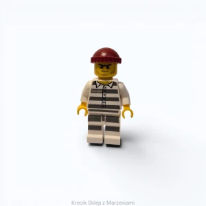 Figurka LEGO cty0954 Sky Police - Jail Prisoner 50380 Prison Stripes, Stubble, Dark Red Knit Cap [Town : City : Police] | minifigurka ludzik