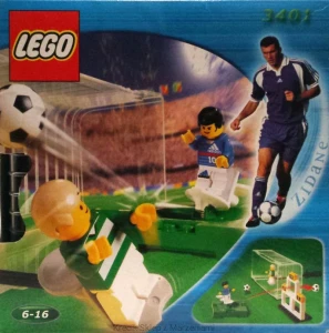 LEGO 3401 (3401-2) Shoot 'n' Score - with ZIDANE / Adidas Minifigure [Sports: Soccer] z instrukcją i pudełkiem | football piłka nożna mundial Zinedine Zidane bramka