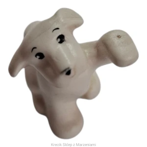 Figurka LEGO 6250pb01 Dog, Belville, Sitting with Raised Paw with Black Eyes, Eyebrows and Nose Pattern [Animal, Land] White | pies piesek biały