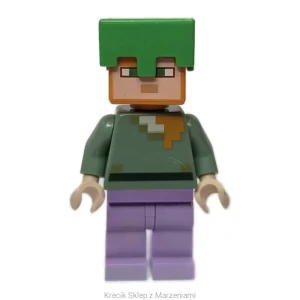 Figurka LEGO min089 Alex - Medium Lavender Legs, Bright Green Helmet [Minecraft] | minifigurka ludzik