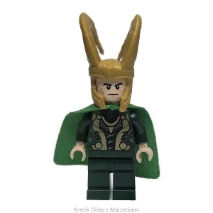 Figurka LEGO sh0644 Loki - Spongy Cape (Juniors), Dark Green Legs [Super Heroes (Marvel) : Avengers] | minifigurka ludzik
