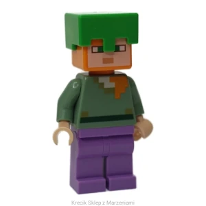 Figurka LEGO min089 Alex - Medium Lavender Legs, Bright Green Helmet [Minecraft] | minifigurka ludzik
