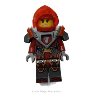 Figurka LEGO nex086 Macy Halbert - Trans-Neon Orange Visor, Flat Silver Armor [NEXO KNIGHTS] | minifigurka ludzik