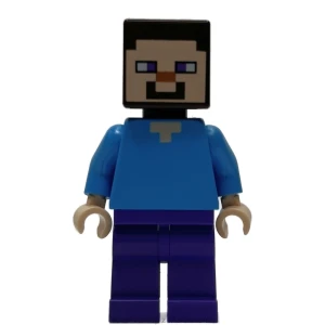 Figurka LEGO min009 Steve (Light Nougat) - Dark Purple Legs [Minecraft] | minifigurka ludzik