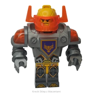 Figurka LEGO nex069 Axl - Trans-Neon Orange Visor, Flat Silver Torso [NEXO KNIGHTS] | minifigurka ludzik
