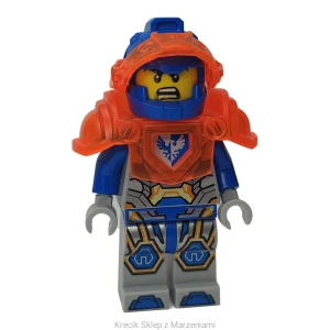 Figurka LEGO nex073 Clay Moorington - Blue Helmet, Trans-Neon Orange Visor and Armor [NEXO KNIGHTS] | minifigurka ludzik