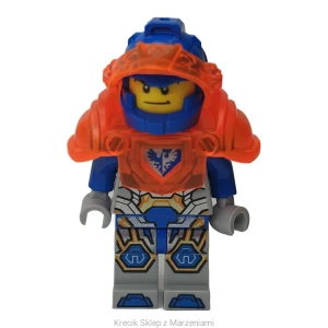 Figurka LEGO nex073 Clay Moorington - Blue Helmet, Trans-Neon Orange Visor and Armor [NEXO KNIGHTS] | minifigurka ludzik