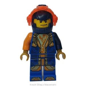 Figurka LEGO nex134 Clay Moorington - Dark Blue Helmet, Trans-Neon Orange Visor [NEXO KNIGHTS] | minifigurka ludzik